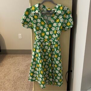Modcloth Green Floral Dress
